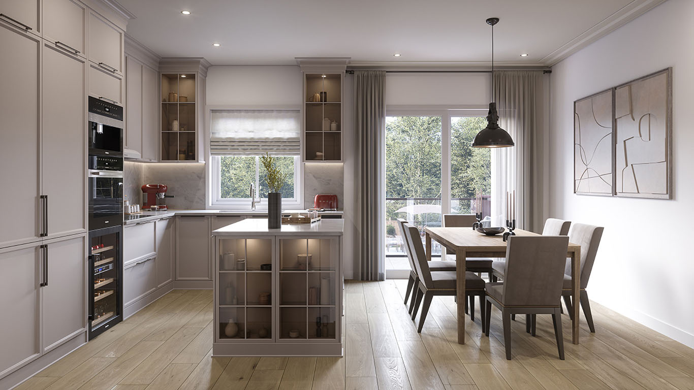 Townhome kitchen with island