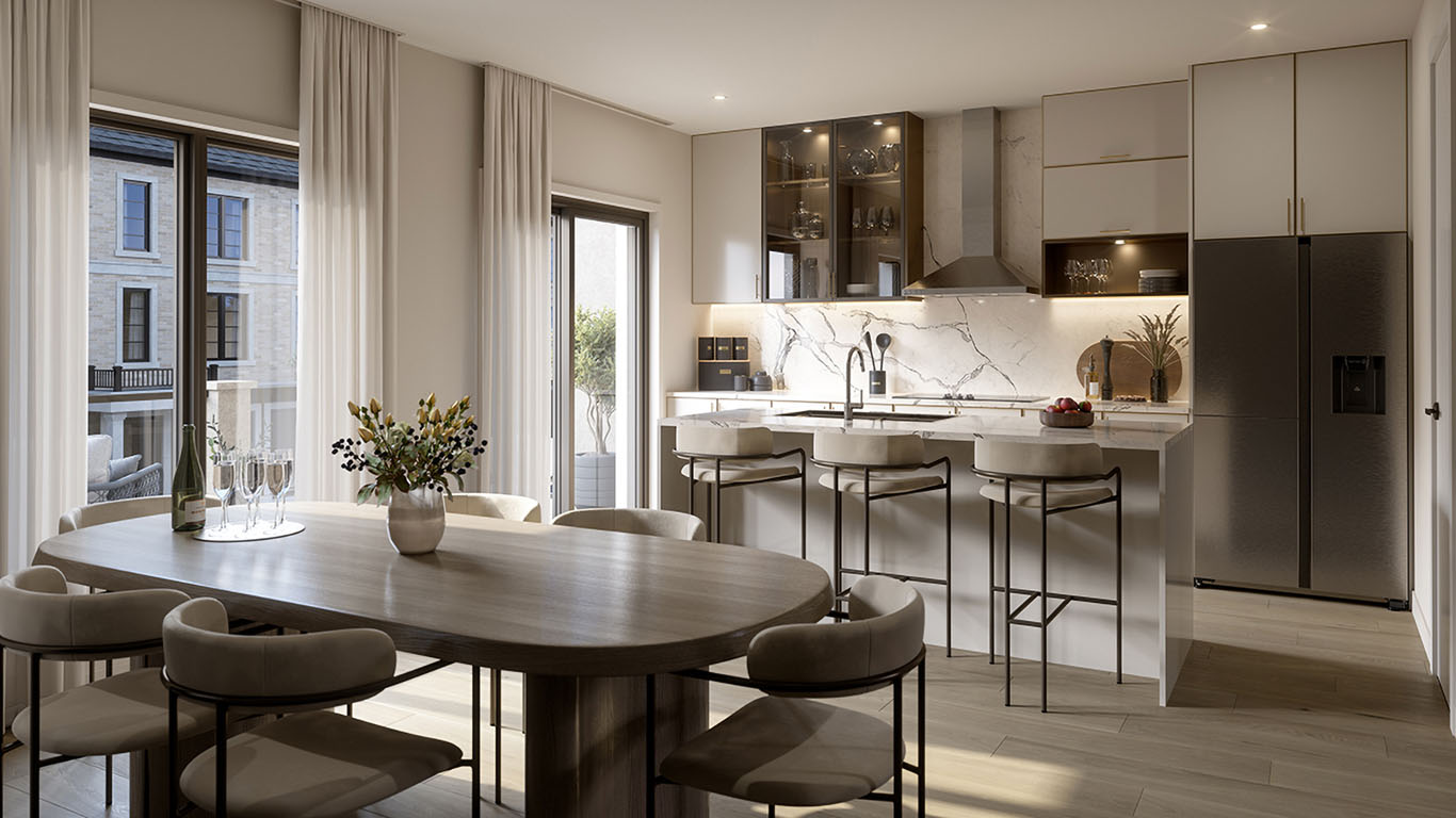 Townhome kitchen and dining area